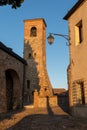 Medieval church tower in ArquÃÂ  Petrarca, Euganean Hills, Italy